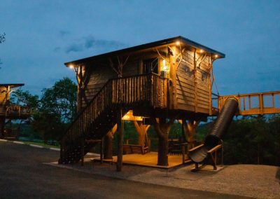 sanctuary treehouse resort at night