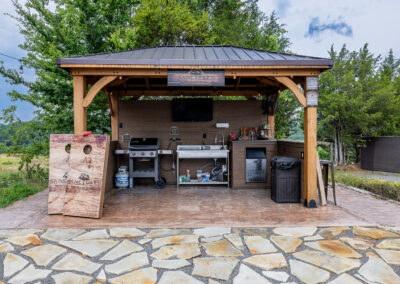 Closeup of grill and outdoor set up