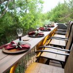 dining area outside a treehouse resort in the Smoky Mountains