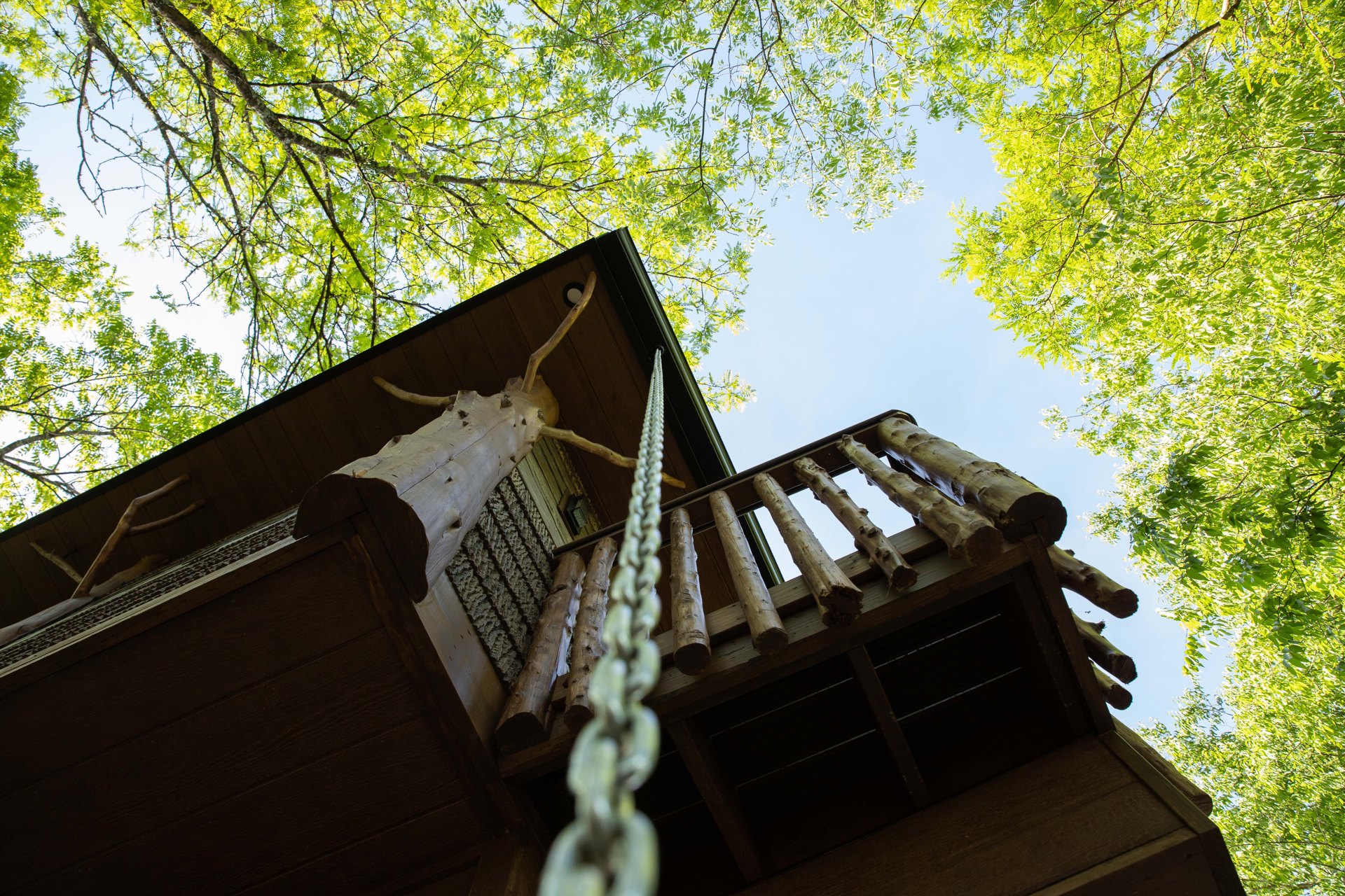 amenities-escape-hatch Hidden ladder and escape hatch under a Sanctuary treehouse