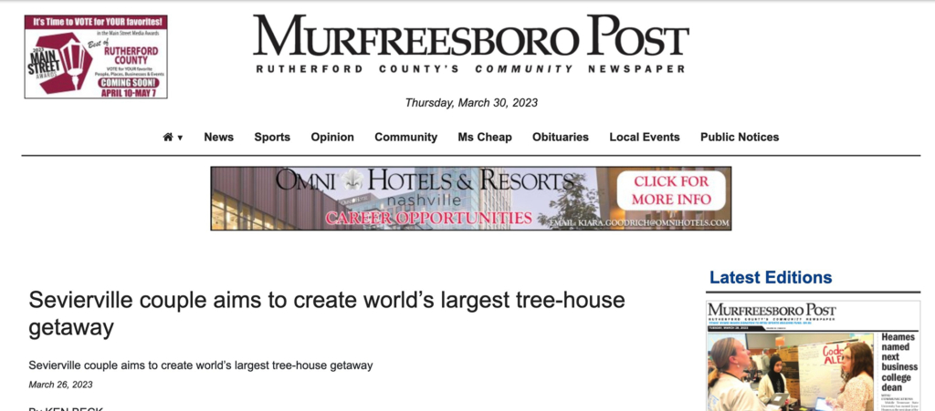 murfreesboro post sanctuary treehouse resort 