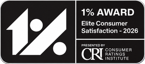 1% Award for Elite Consumer Satisfaction 2026, presented by Consumer Ratings Institute